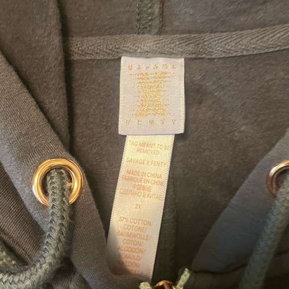 Savage x Fenty 2X Plus Dark Grey Zip Forever Hooded Onesie Romper Fall Jumpsuit - Picture 8 of 9